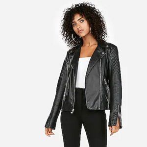 Express Small Faux Leather Quilted Moto Jacket